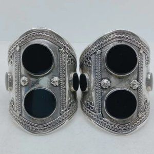 single Double Stone Afghan Kuchi Bracelet, Big Bracelet With Stones, Ethnic Cuff